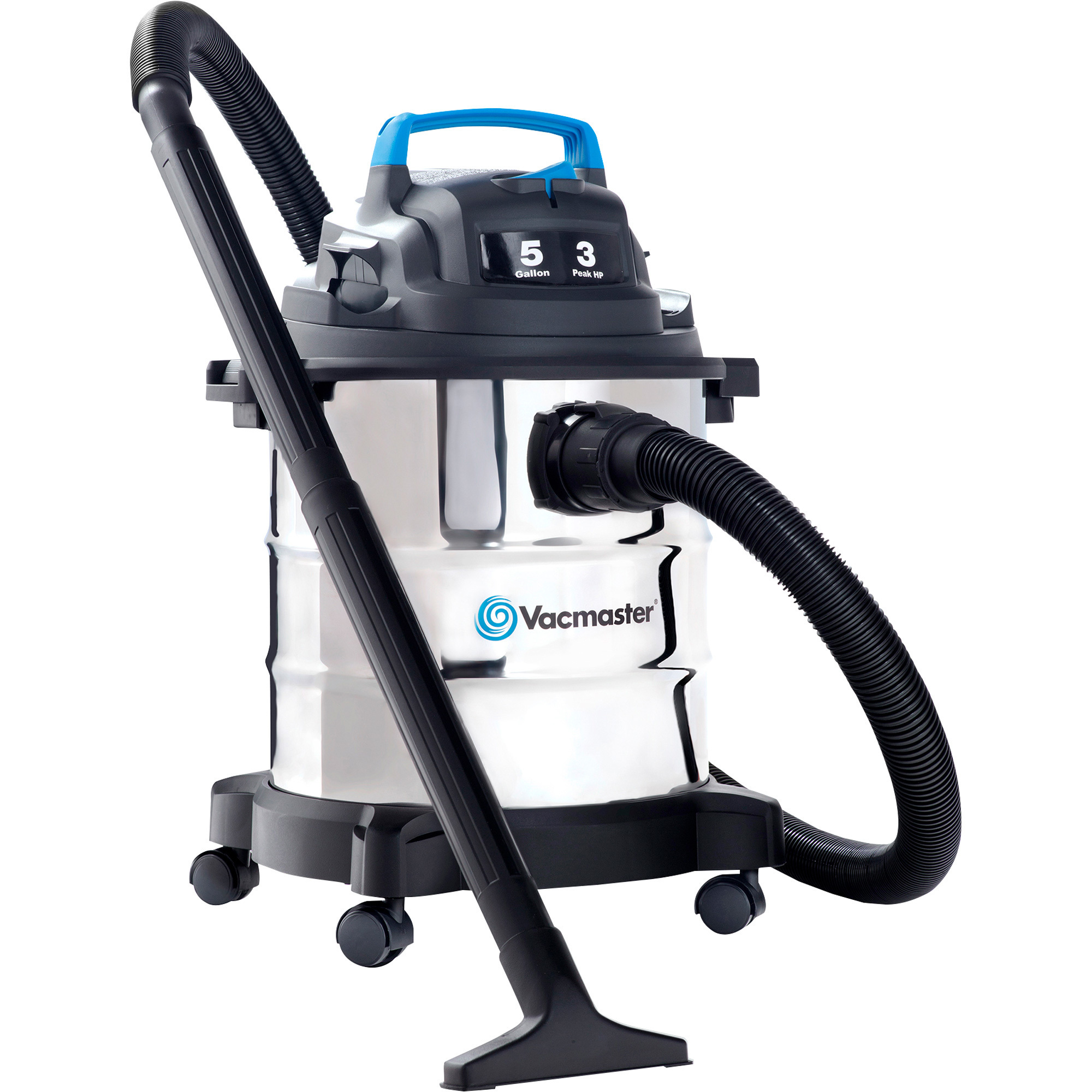 VacMaster Stainless Steel Wet/Dry Vacuum Cleaner, 65 CFM, 5-Gal., 3 HP, Model# VOC507S